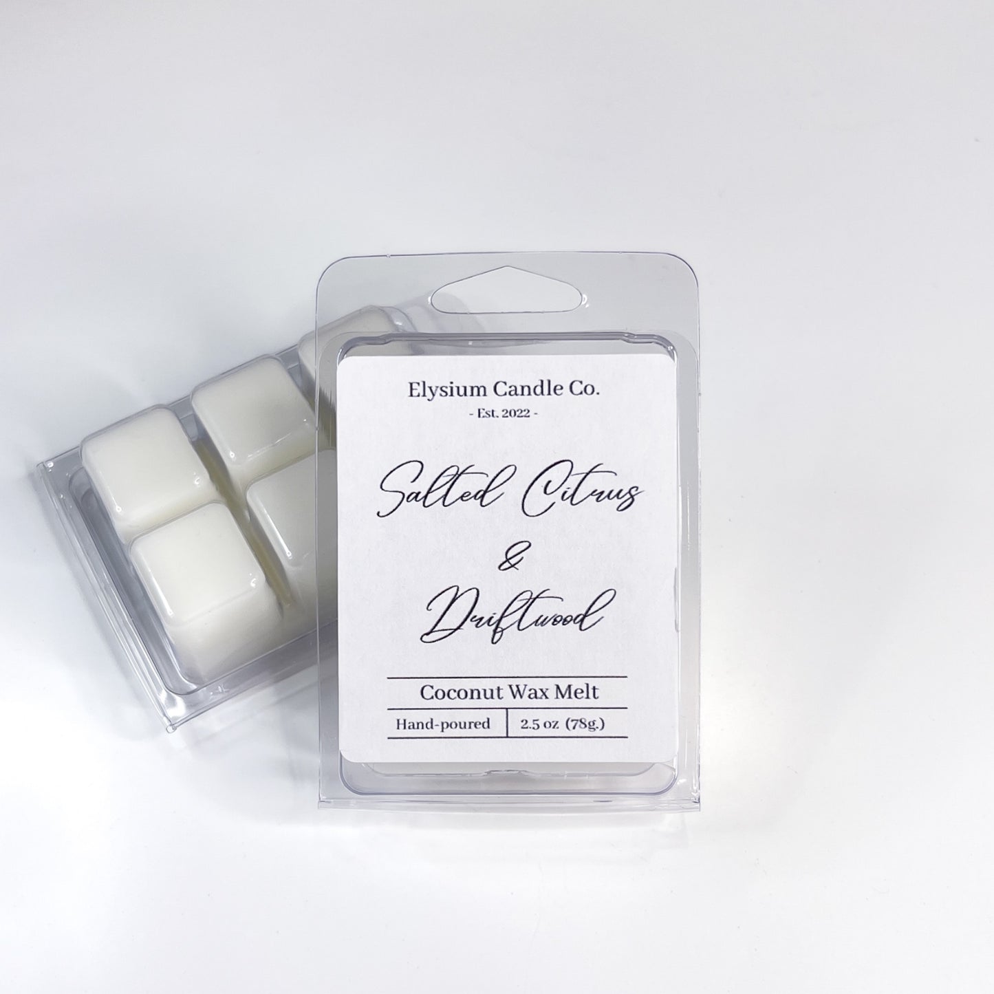 salted citrus and driftwood scented wax melt