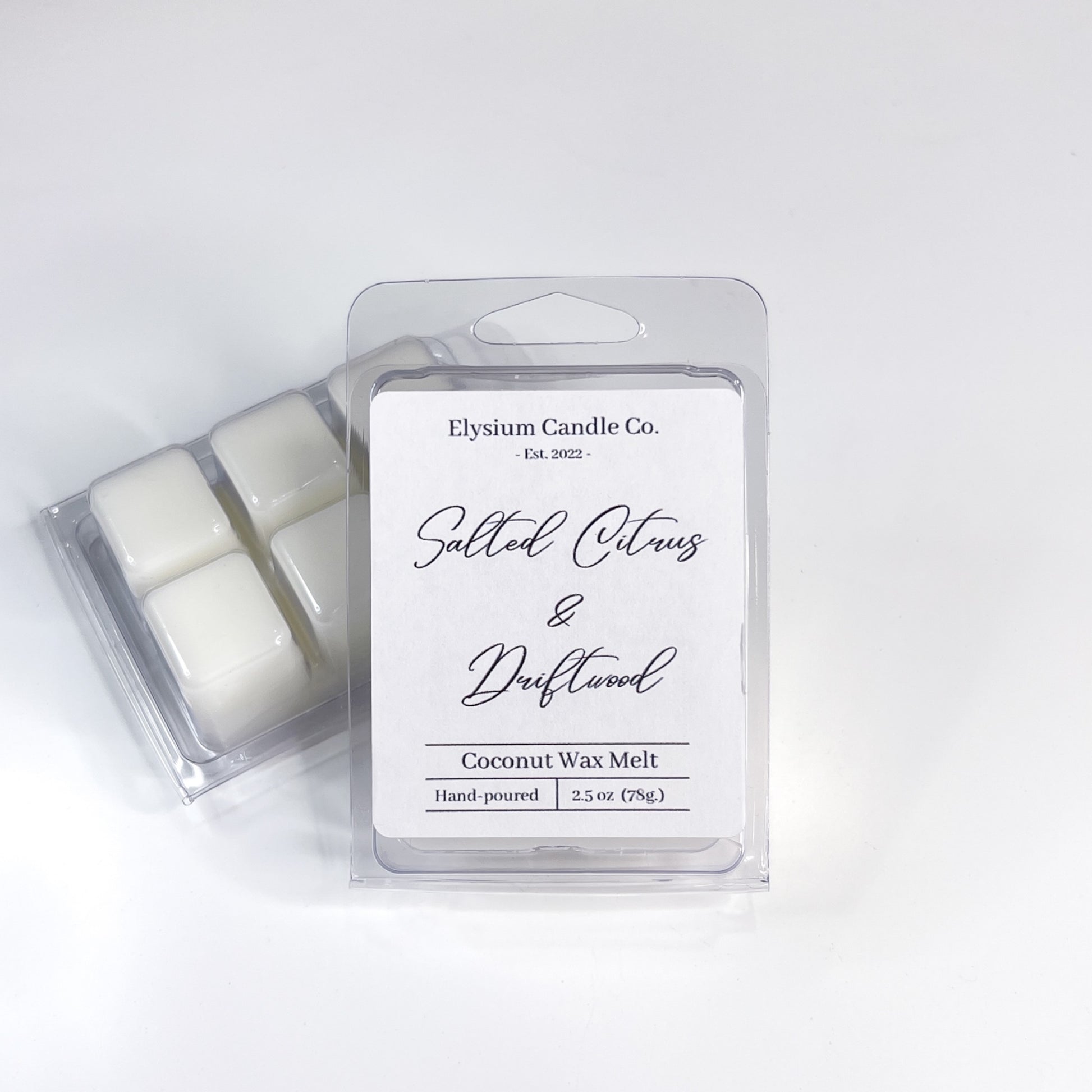 salted citrus and driftwood scented wax melt